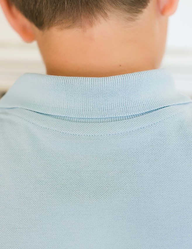Polo Yaka Basic Mavi Kısa Kollu Çocuk T-shirt resmi